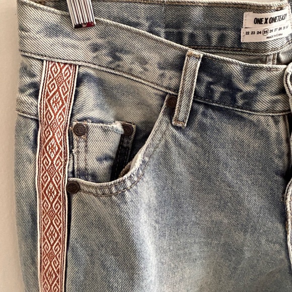 “ONE X ONE TEASPOON”WIDE LEGS JEANS/SIZE 25/MID-HIGH WAIST/SIDE STRIPE/COWGIRL - Picture 10 of 12